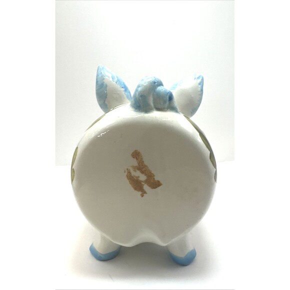 Vintage Italian Ceramic Piggy Bank Blue Flowers PIG BANK Made In Italy 5.5 X 5.5 - Picture 10 of 13